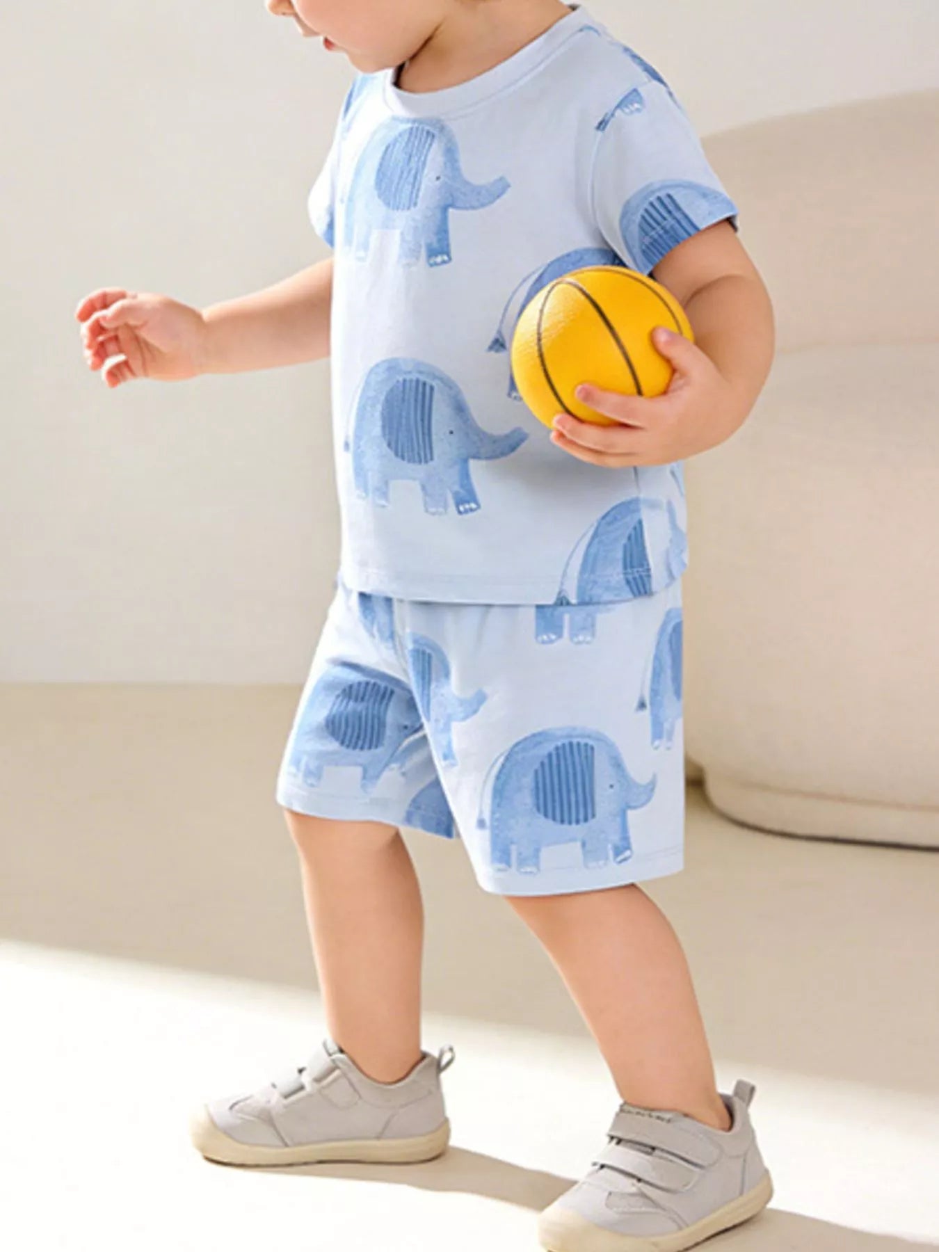 Children's Elephant Print Tee and Shorts Set