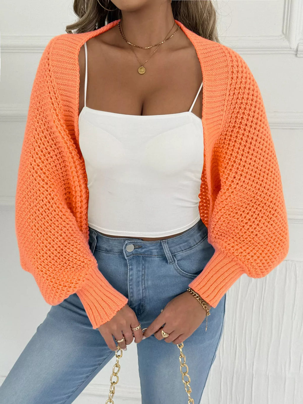 Open Front Batwing Sleeve Cardigan