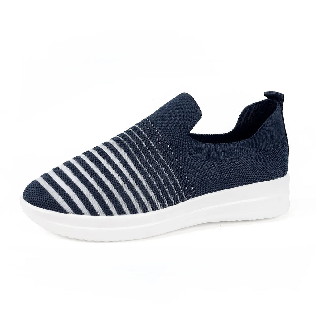 Striped Round Toe Platform Slip-Ons