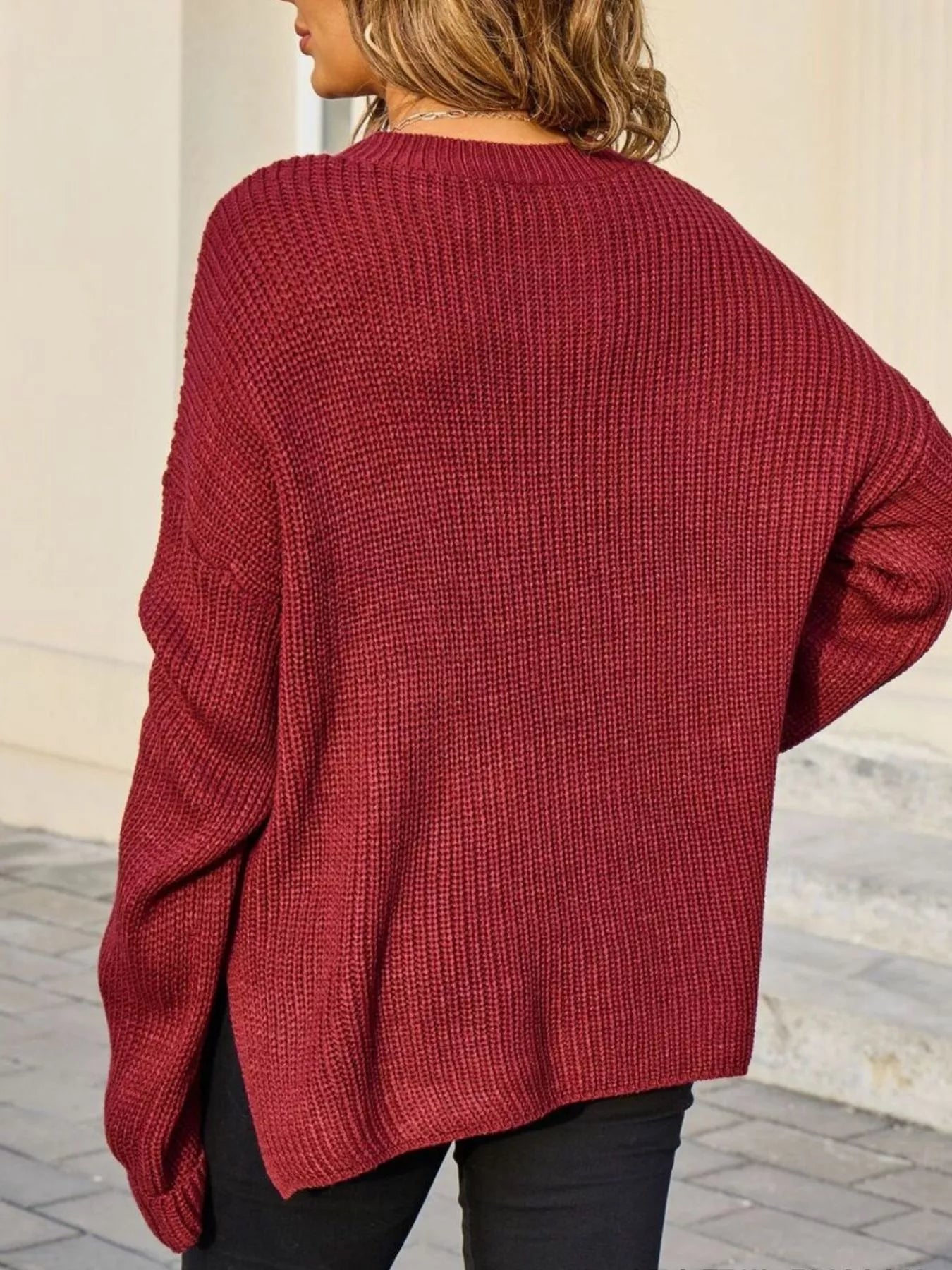 Pocket Detail Round Neck Sweater