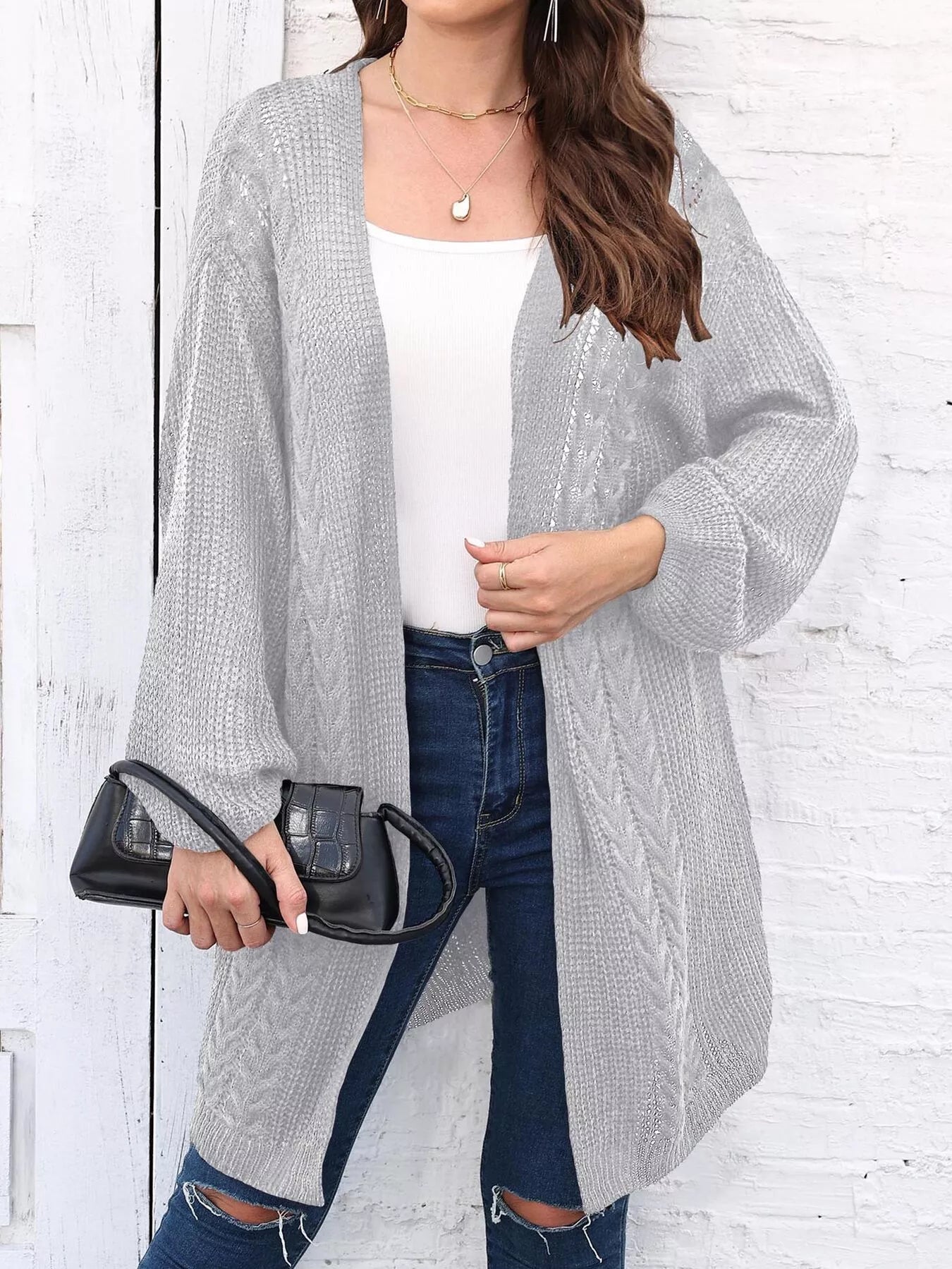 Open Front Long Sleeve Cardigan
