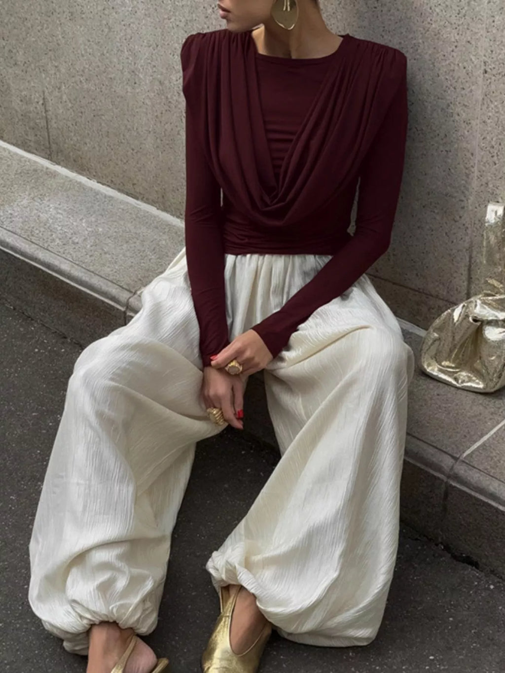 Ruched Long Sleeve T-Shirt