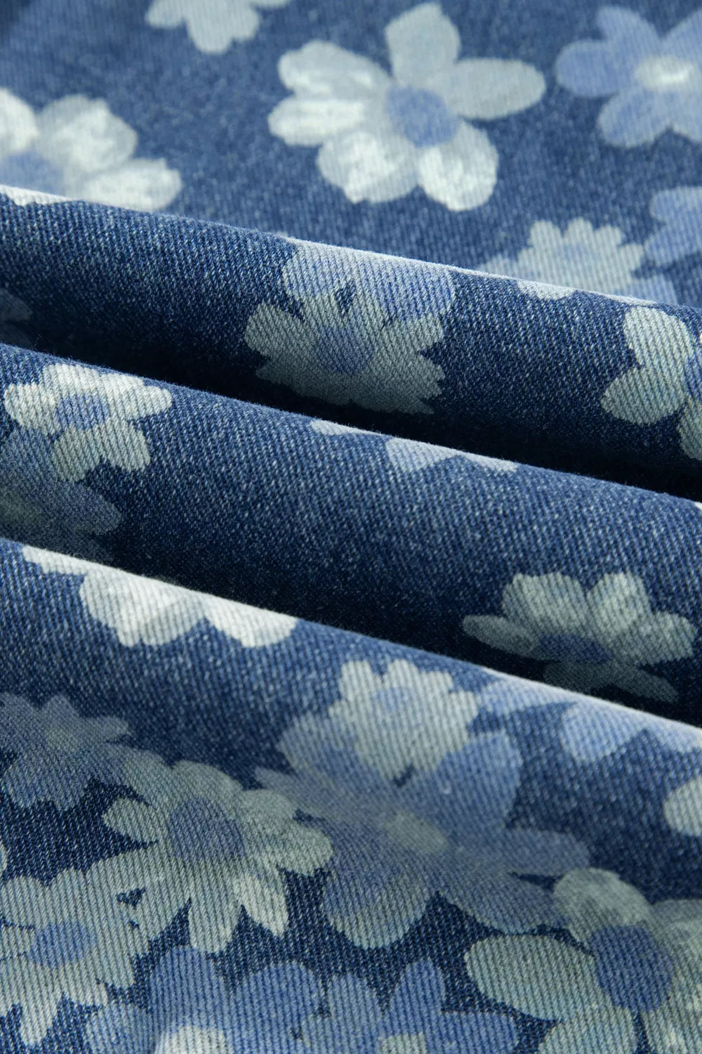 Dainty Floral Printed Drawstring Barrel Jeans