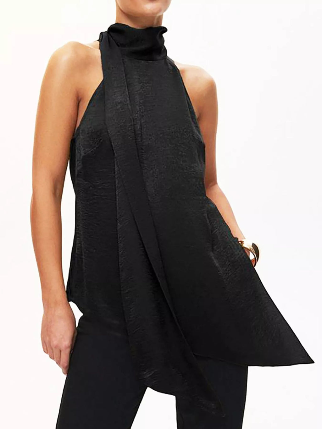 Elegant Halter Neck Asymmetrical Sleeveless Top