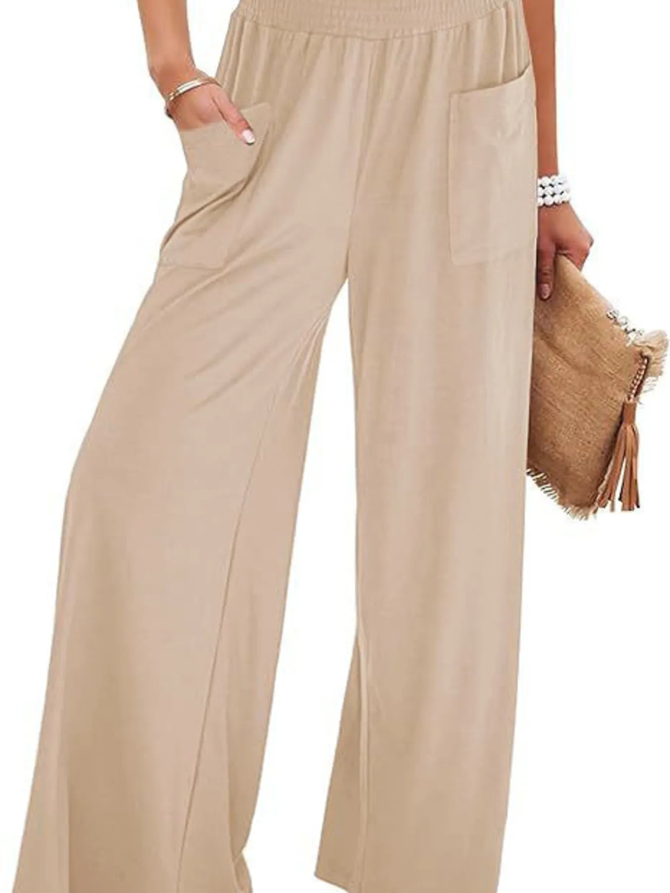 High-Waisted Wide Leg Pants with Pockets