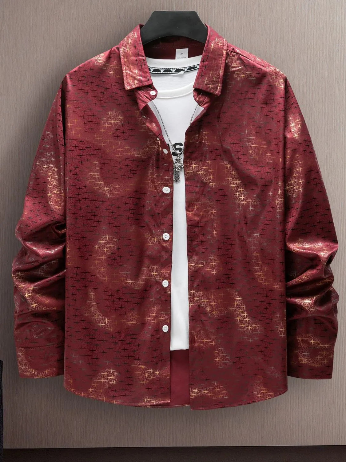 Men's Full Size Collared Neck Long Sleeve Shirt Plus Size