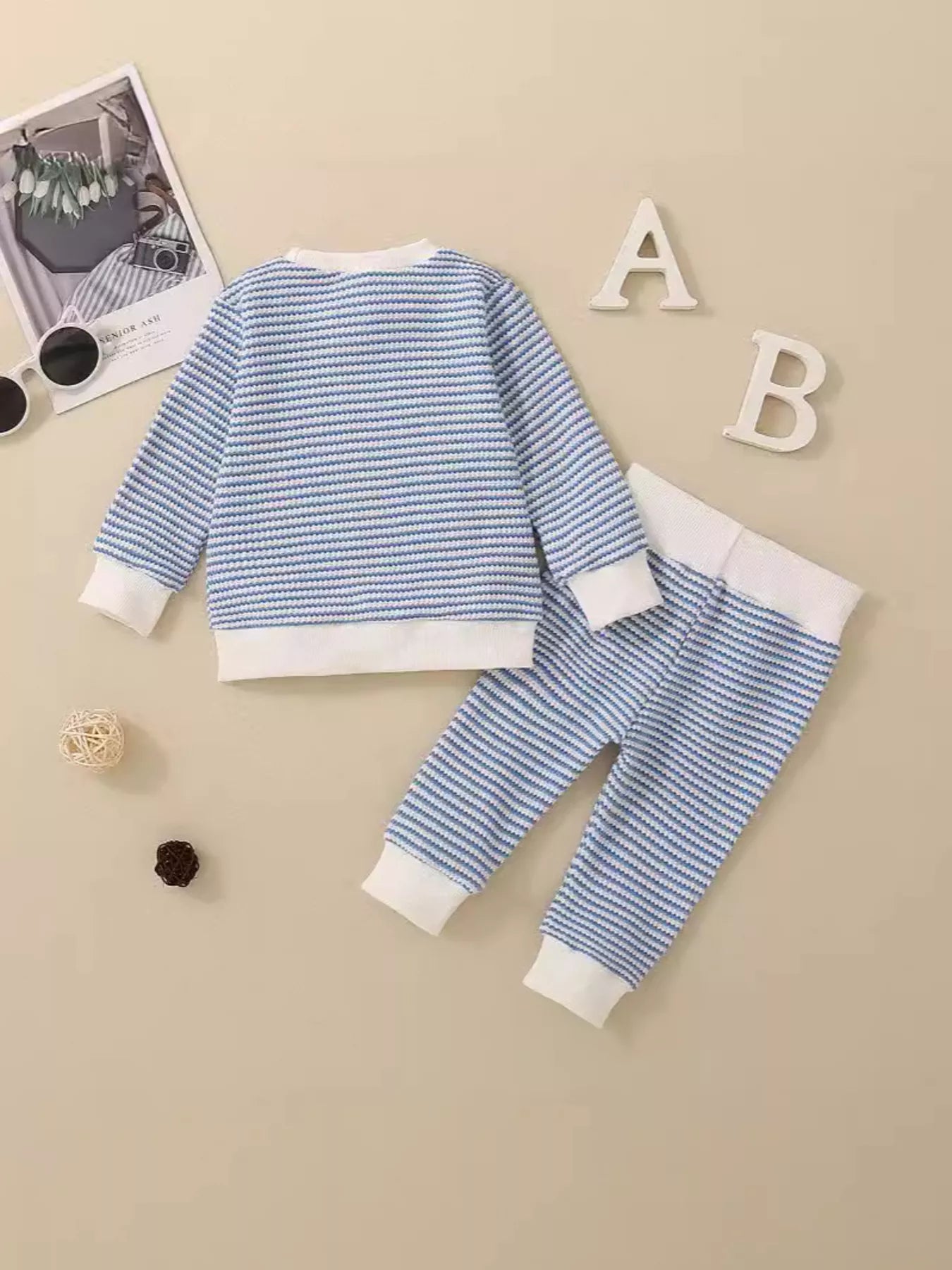 Children's Striped Long Sleeve Top and Pants Set