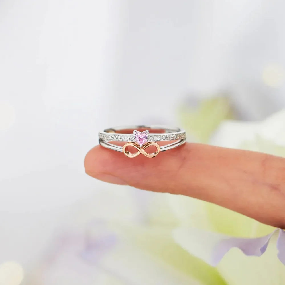 Heart Number 8 Zircon Double-Layered Ring