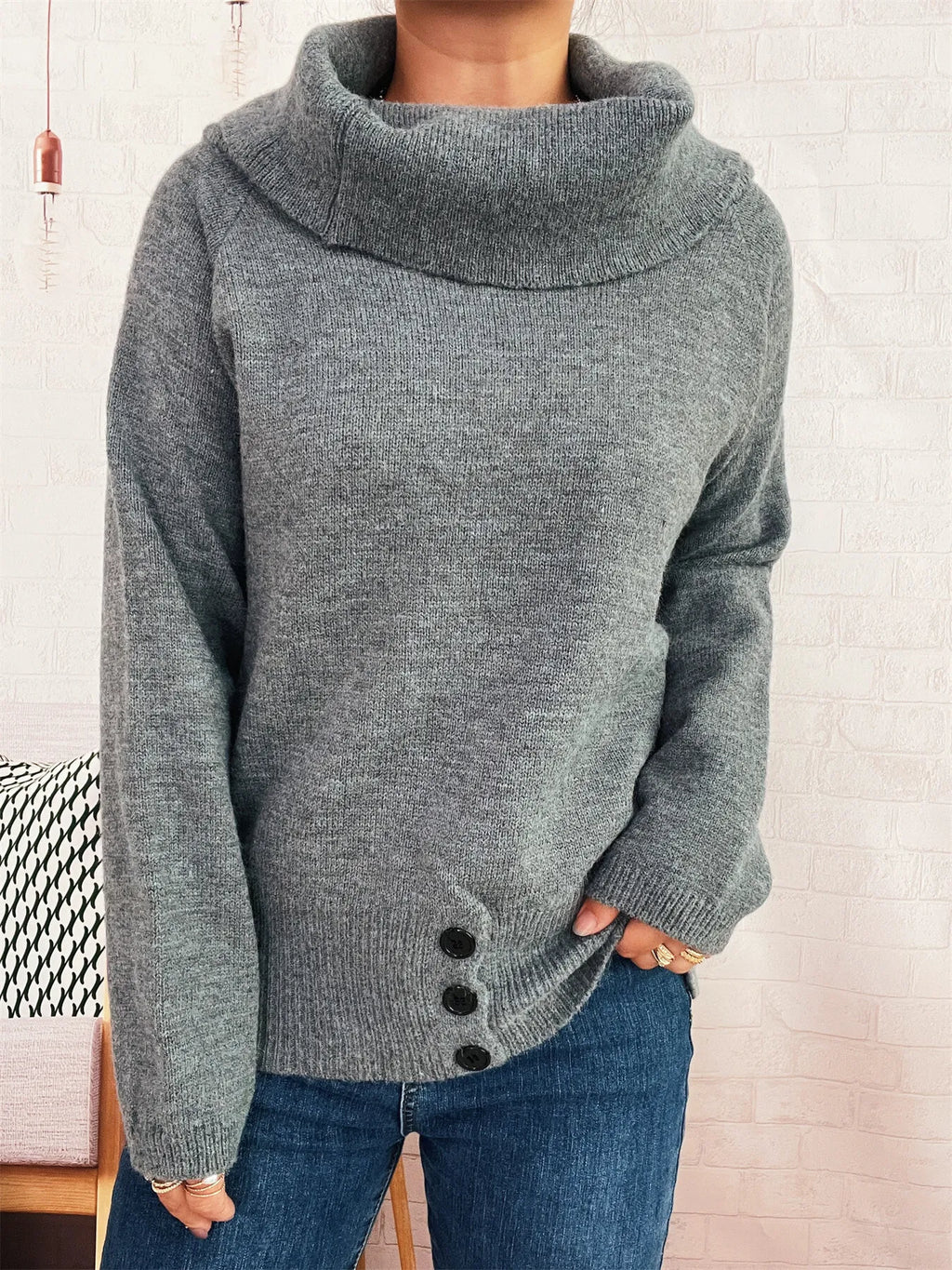Striped Turtleneck Long Sleeve Sweater