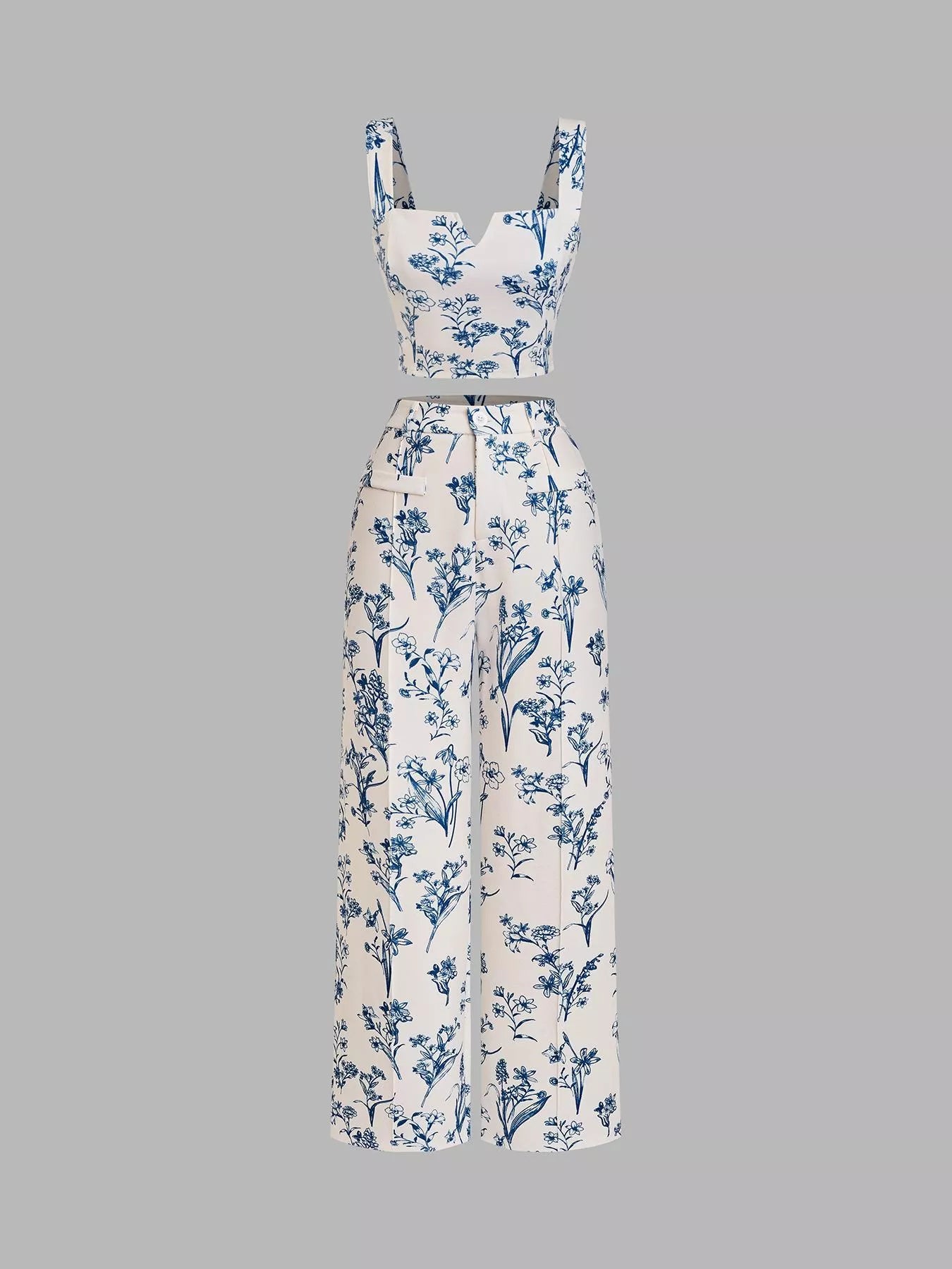 Floral Print Cami Top & Wide Leg Pants Set