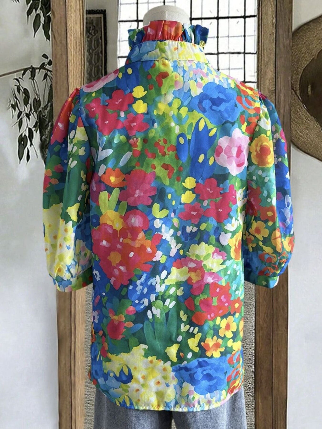 Floral Print Half Sleeve Blouse