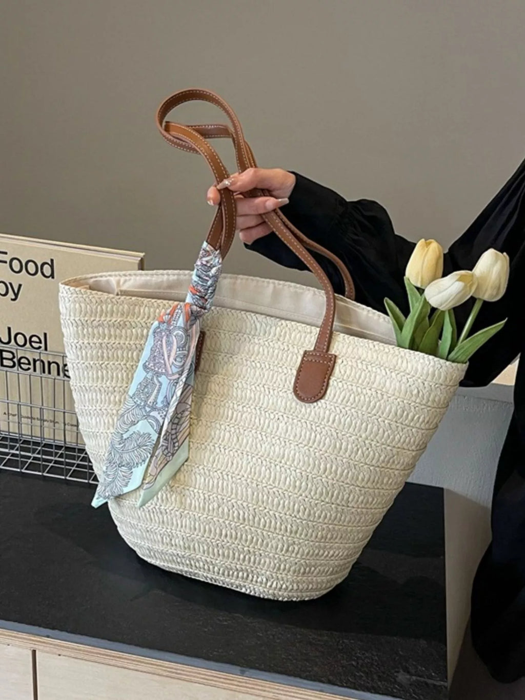 Woven Straw Shoulder Bag