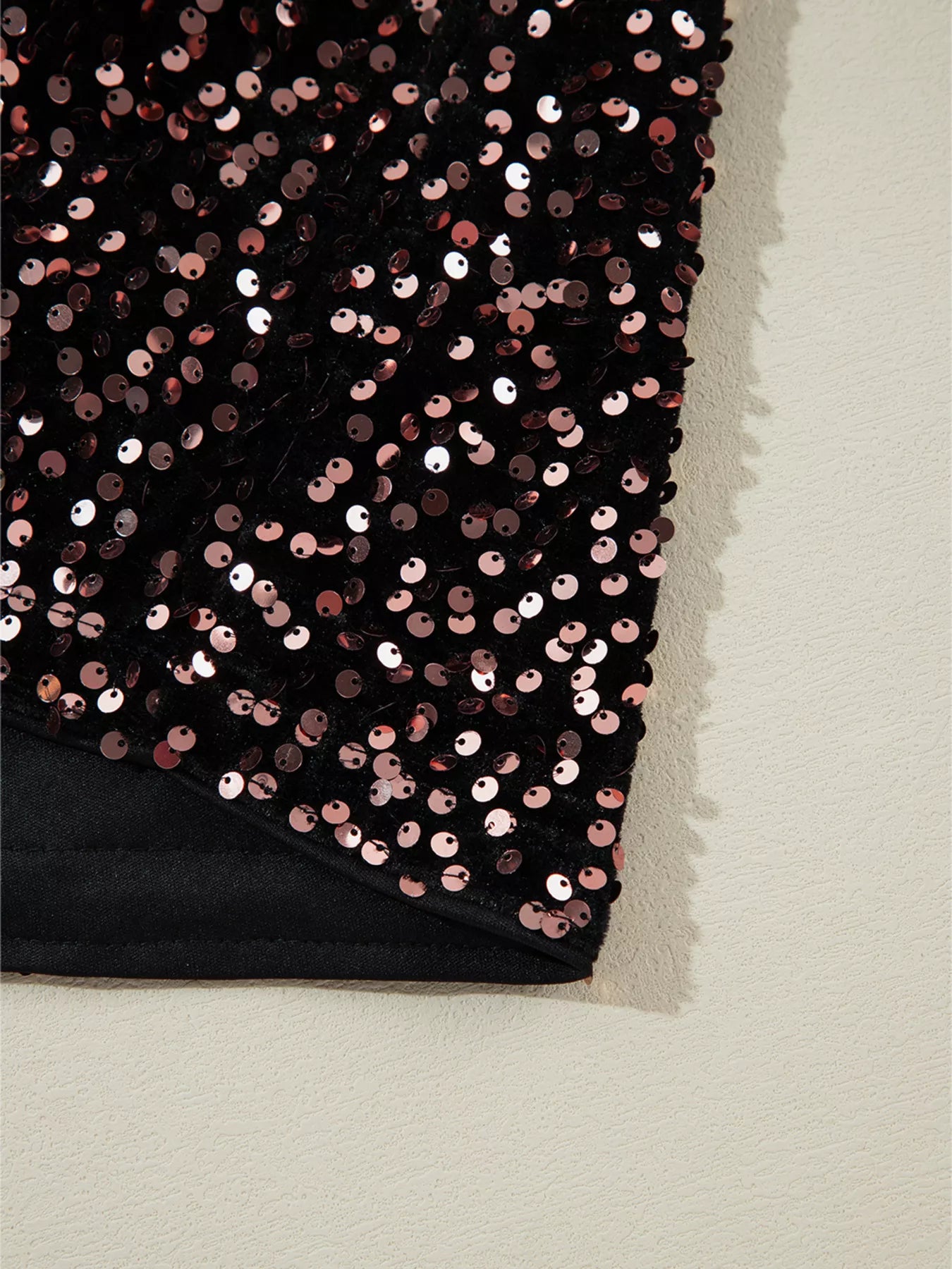 Sequin Long Sleeve Cutout Back Top