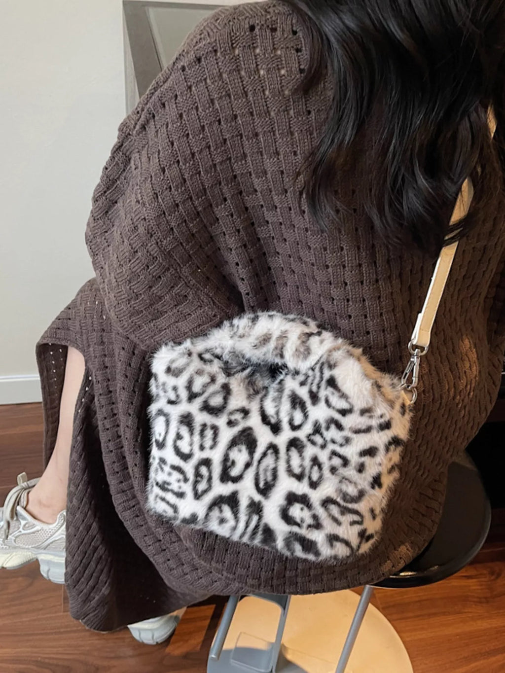 Leopard Plush Crossbody Bag