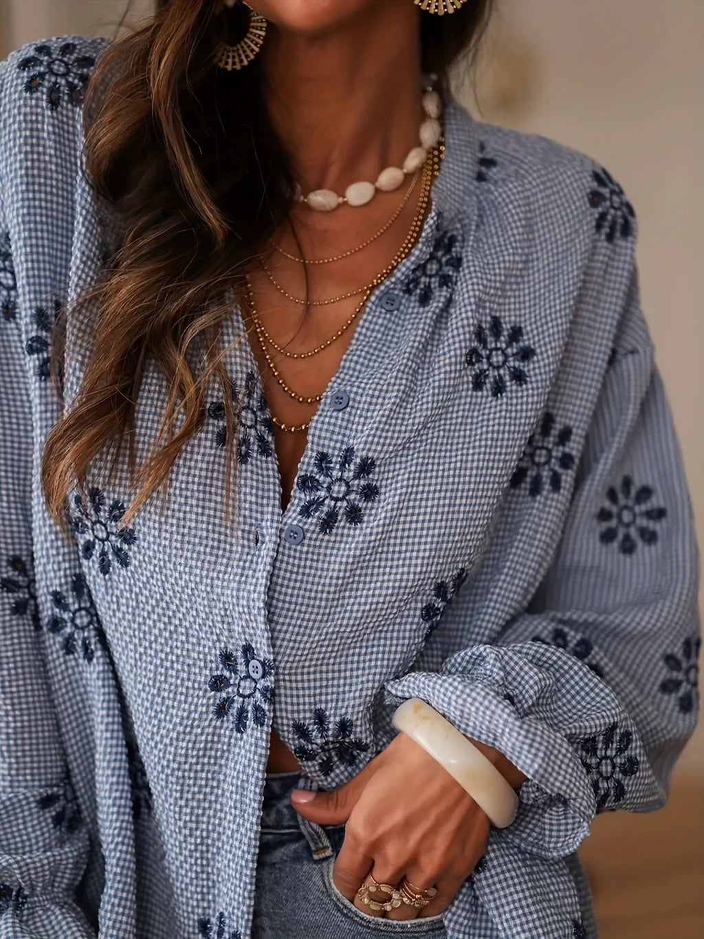 Floral Textured Button Up Shirt
