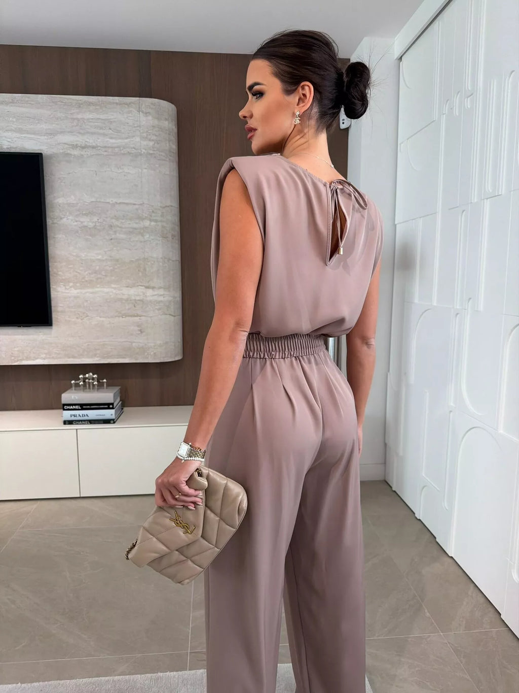 Cowl Neck Wide-Leg Jumpsuit