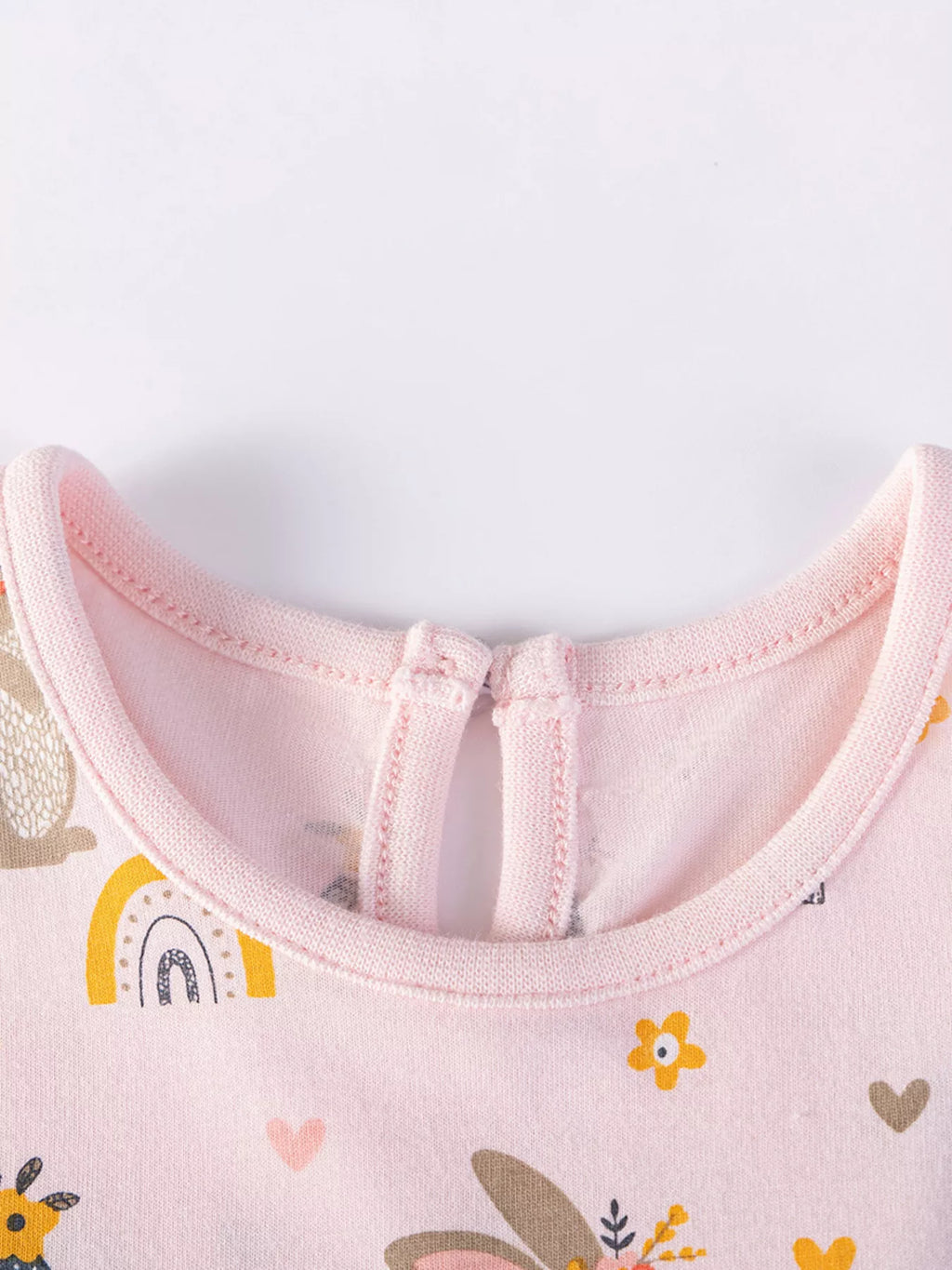 Children's Tiered Bunny Rainbow Print Casual Dress
