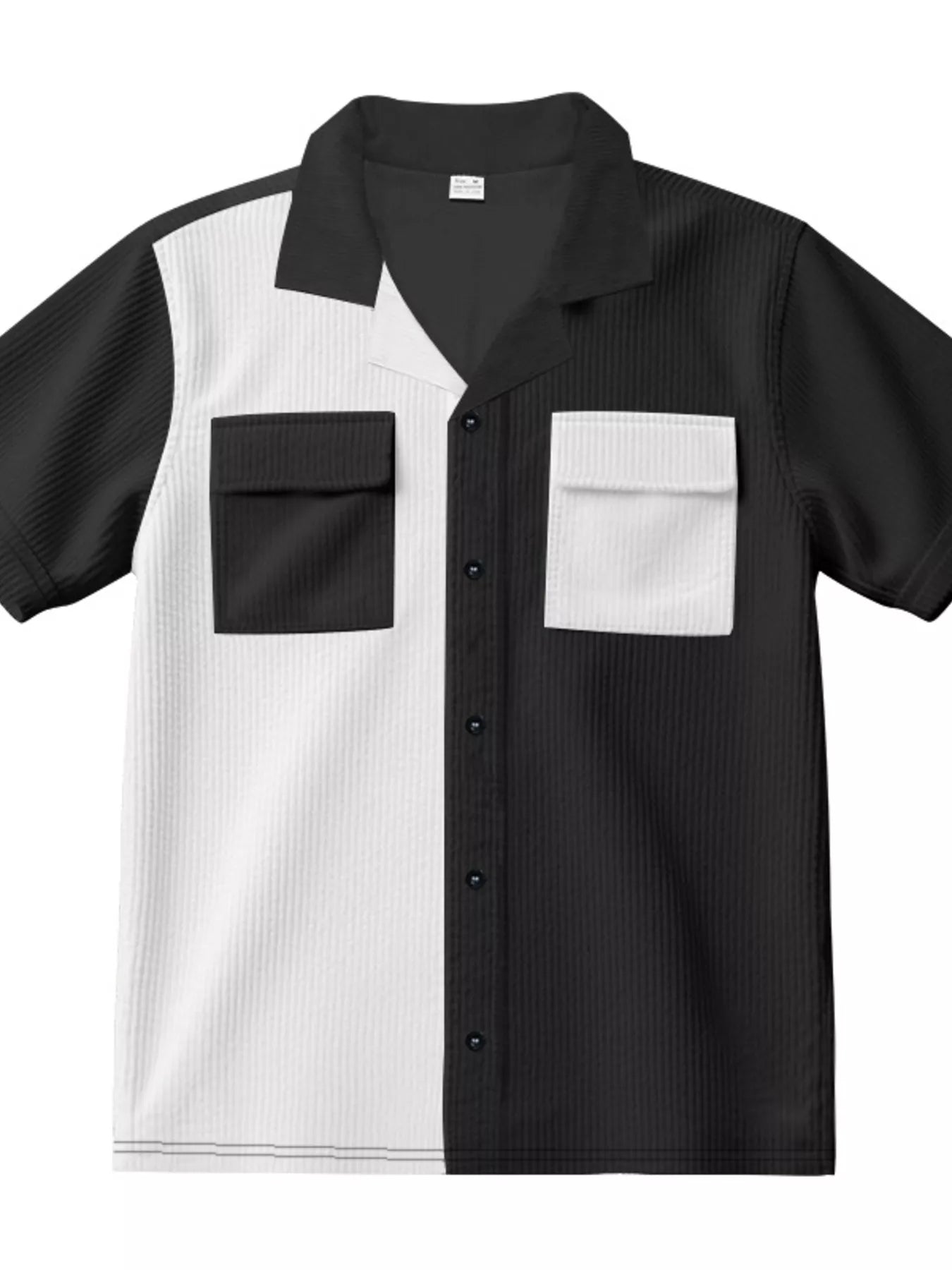 Men's Full Size Two-Tone Textured Short Sleeve Shirt Plus Size