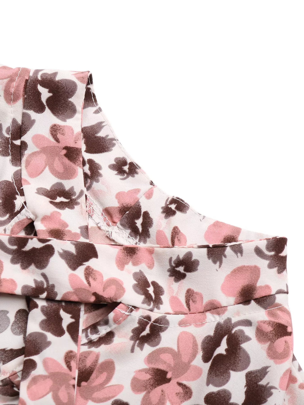 Floral Print Tie Neck Ruffle Blouse