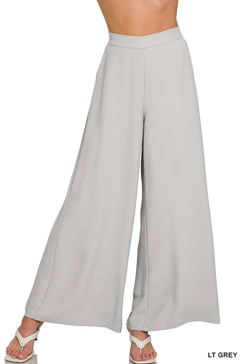 Zenana Relaxed Fit Elastic Waisted Wide Leg Pants