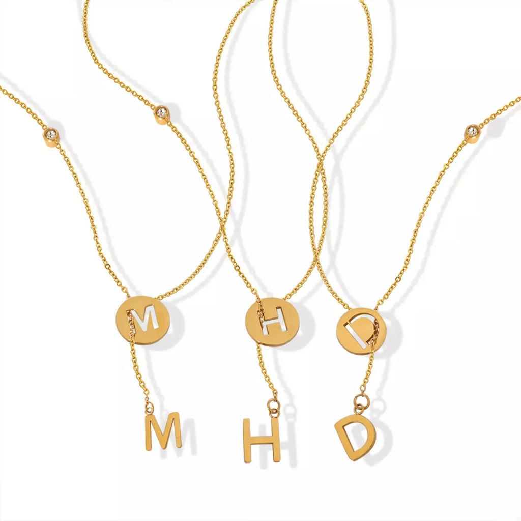 18K Gold-Plated Titanium Steel Letter Pendant Necklace