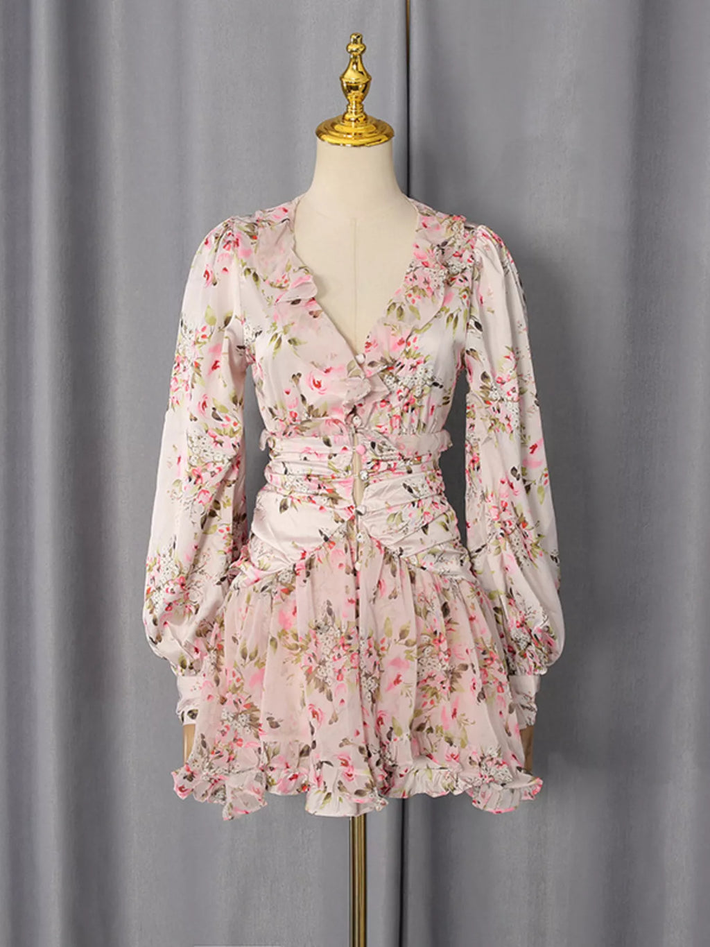 Floral Print Ruffle Mini Dress