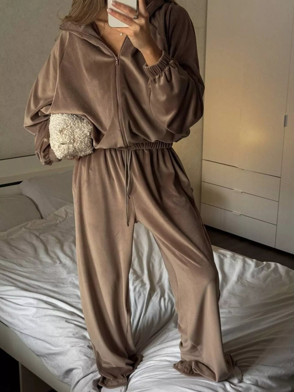 Zip Up Long Sleeve Outerwear and Pants Set