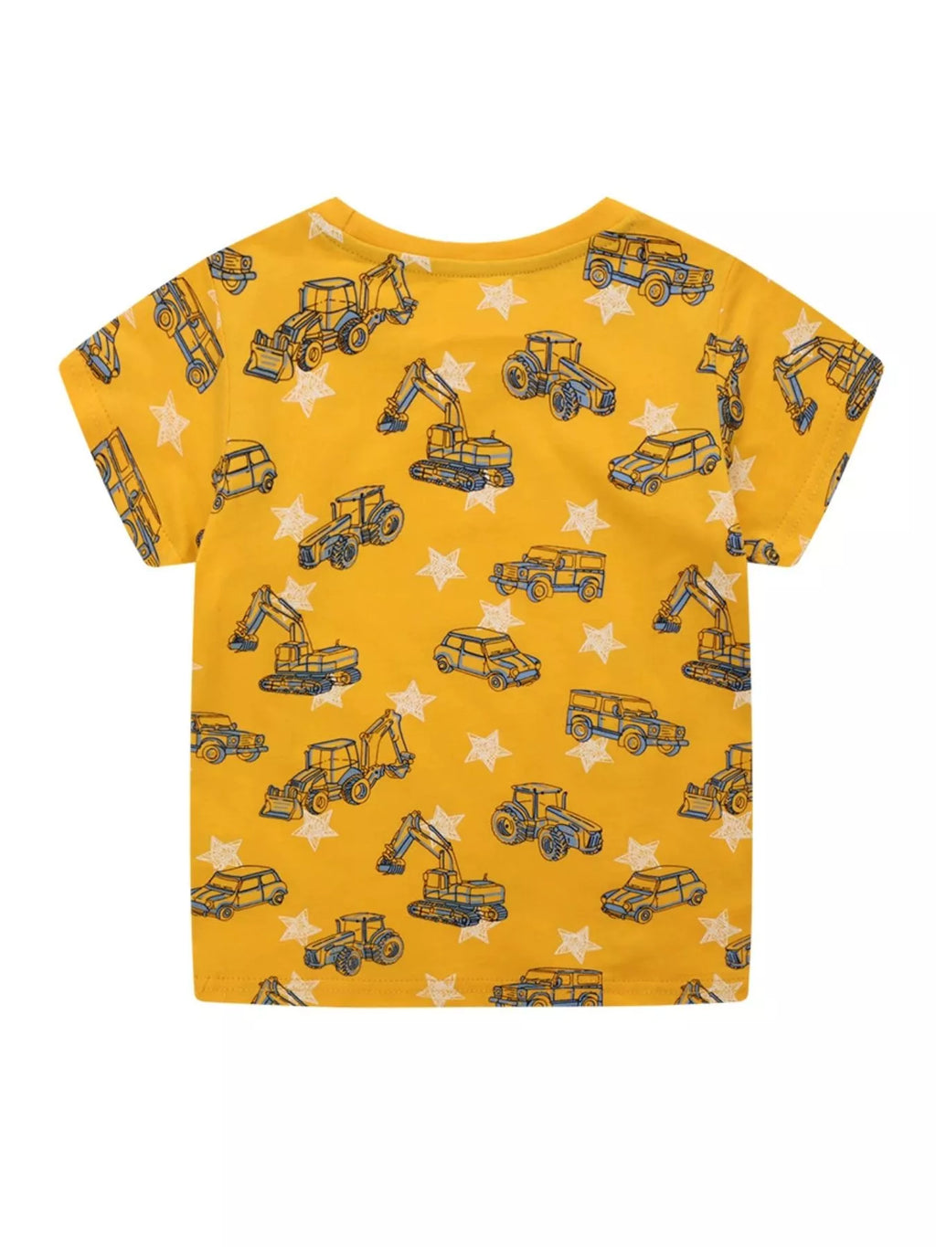 Children's Construction Vehicle Print Crew Neck Short Sleeve T-Shirt