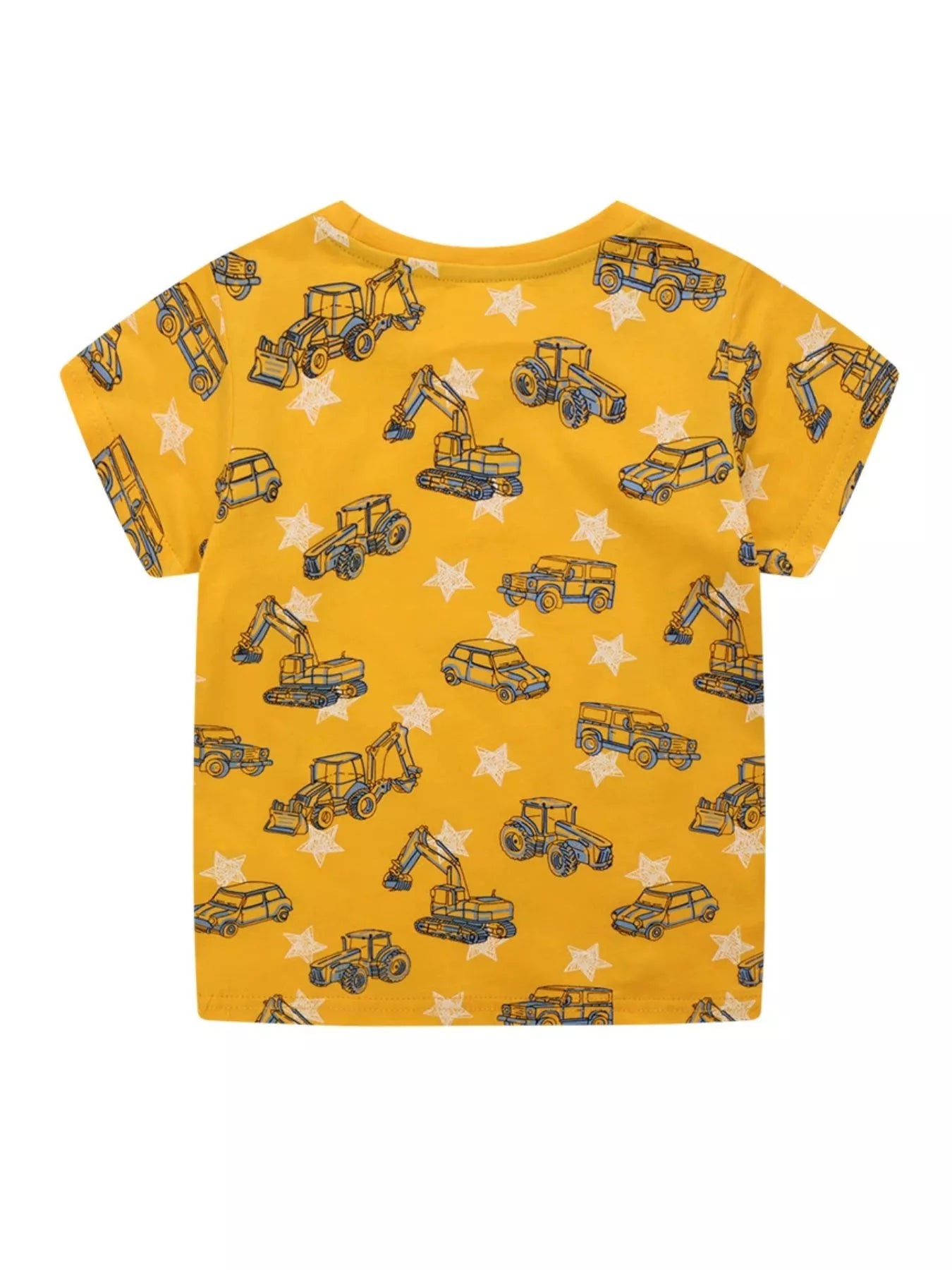 Children's Construction Vehicle Print Crew Neck Short Sleeve T-Shirt