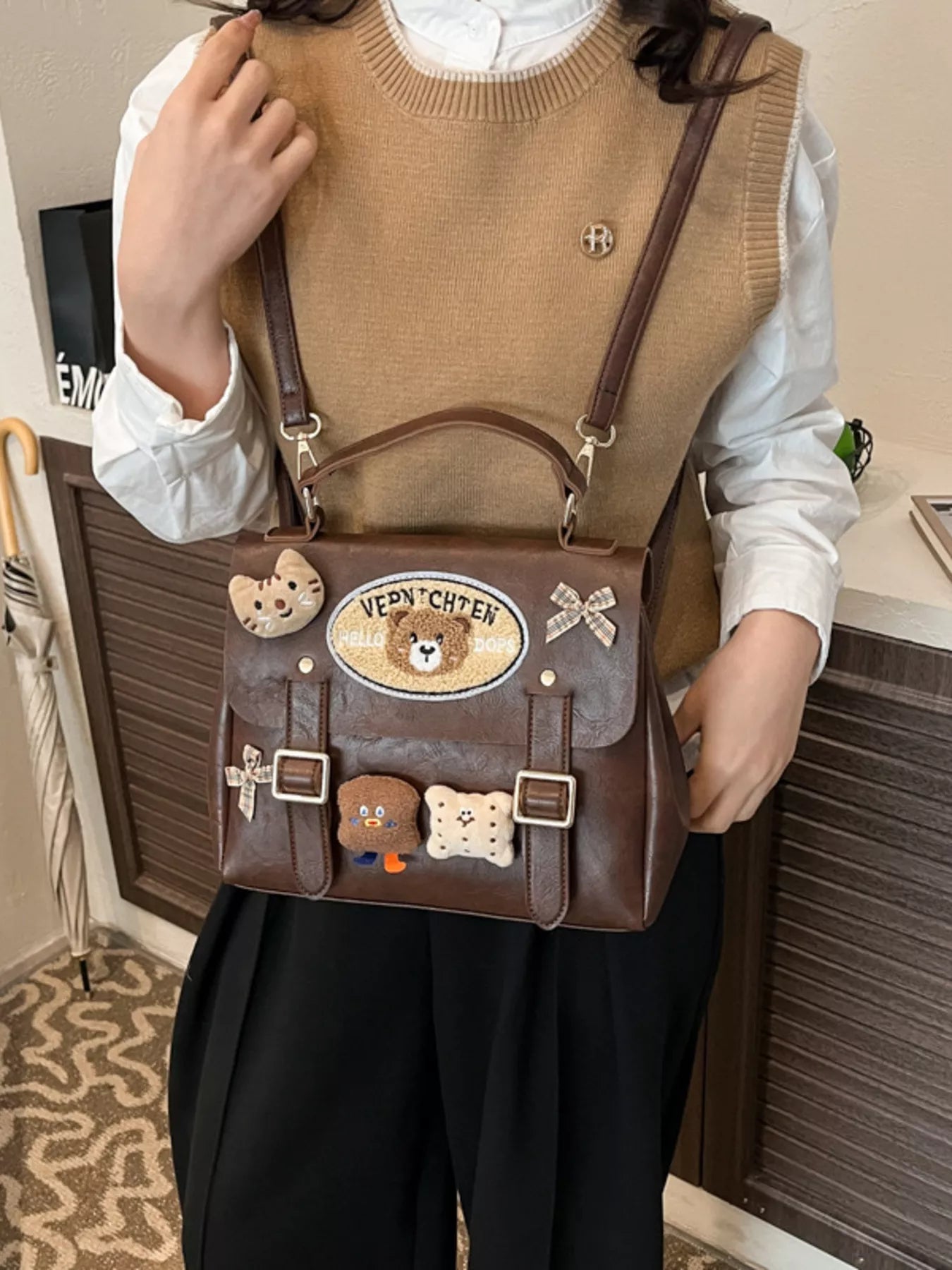 Bear Decor Backpack Bag