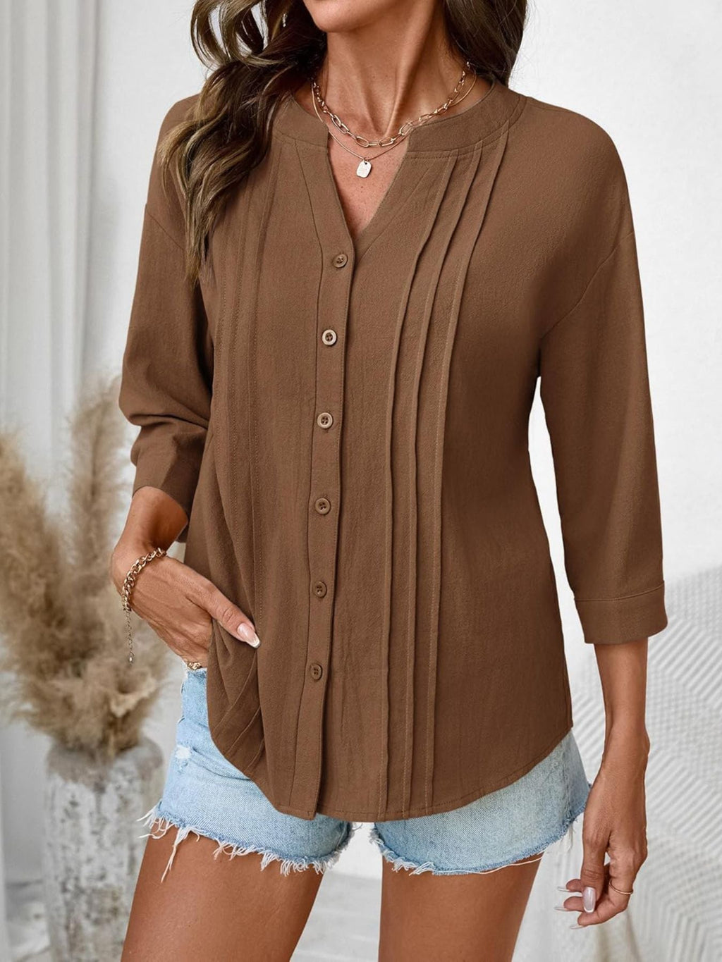 Button-Down Notched Shirt