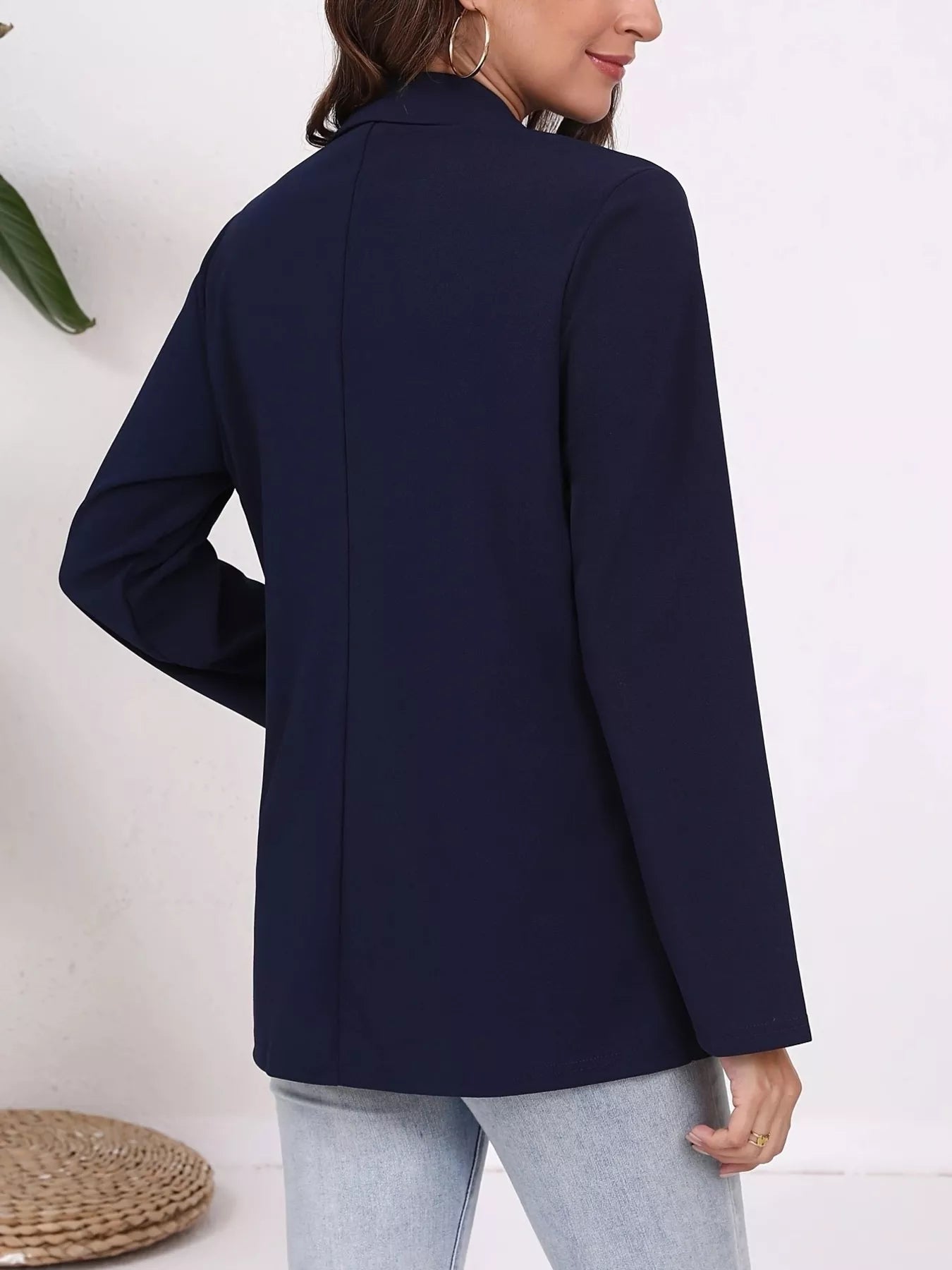 Plus Size Lapel Collar Single-Button Blazer