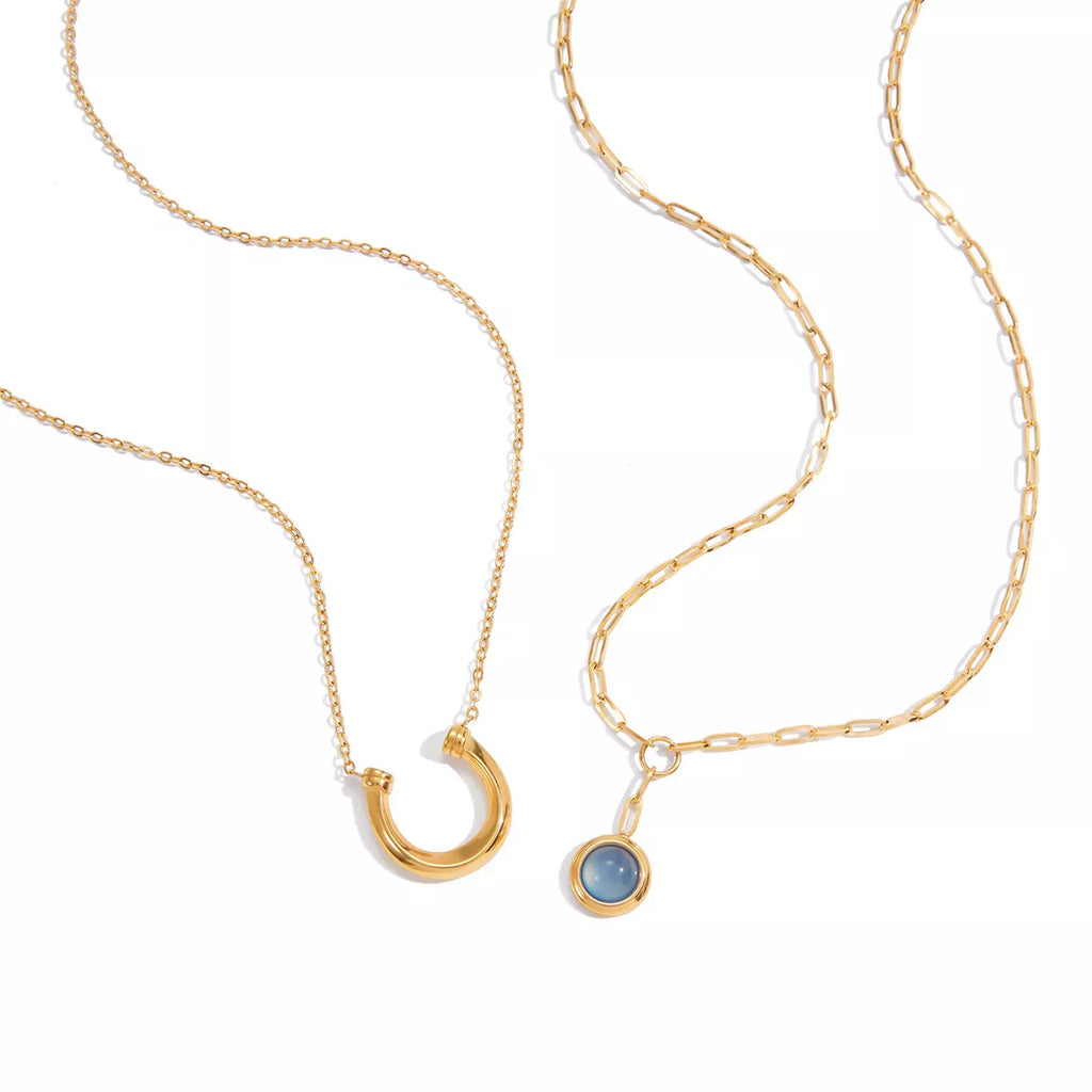 2 Piece 18K Gold-Plated Pendant Necklace