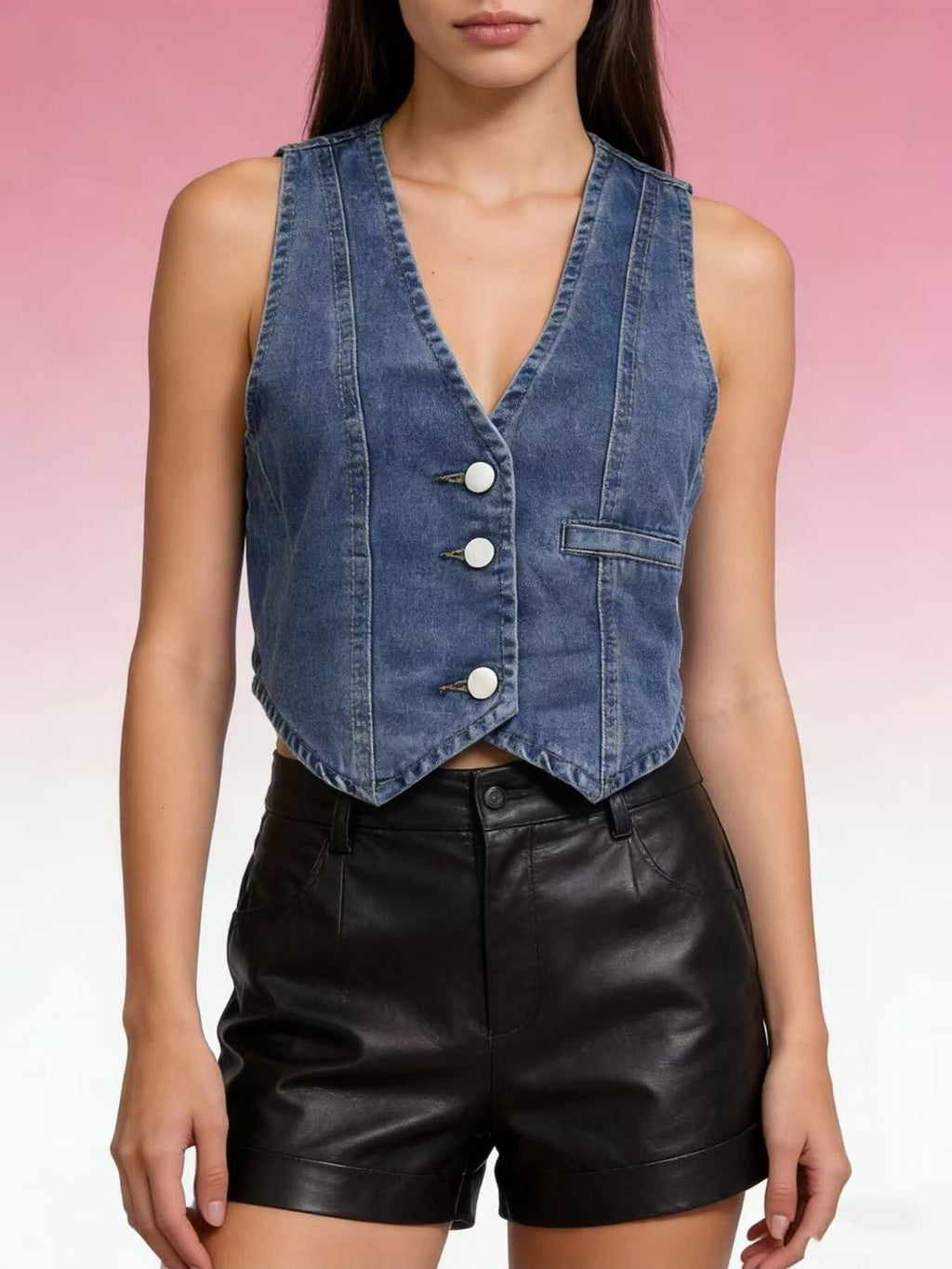 Button-Down Denim Vest