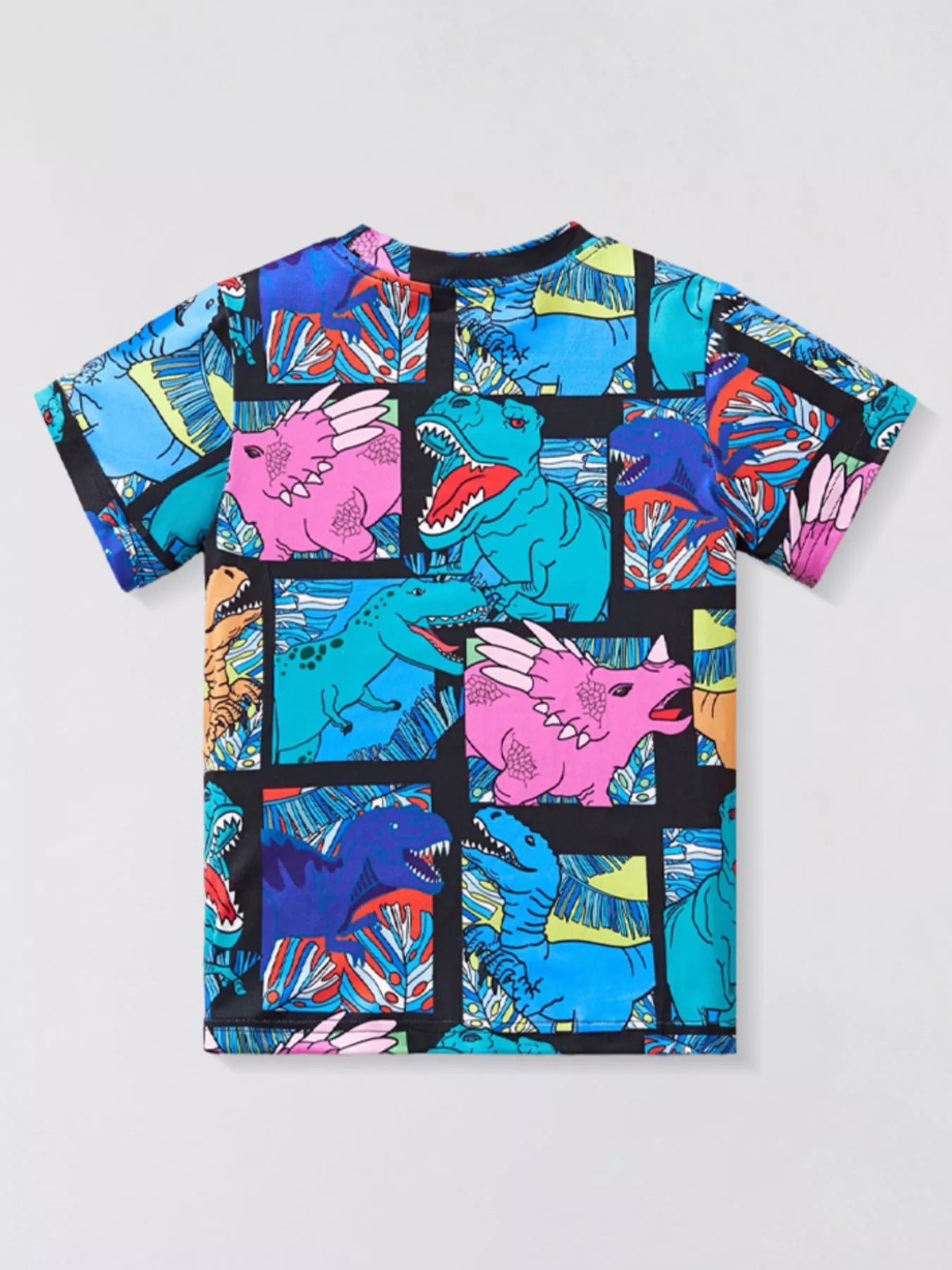 Children's Dinosaur Print Round Neck T-Shirt