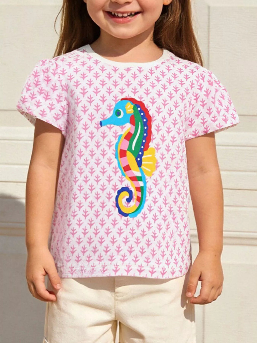 Children's Seahorse Print Short Sleeve T-Shirt