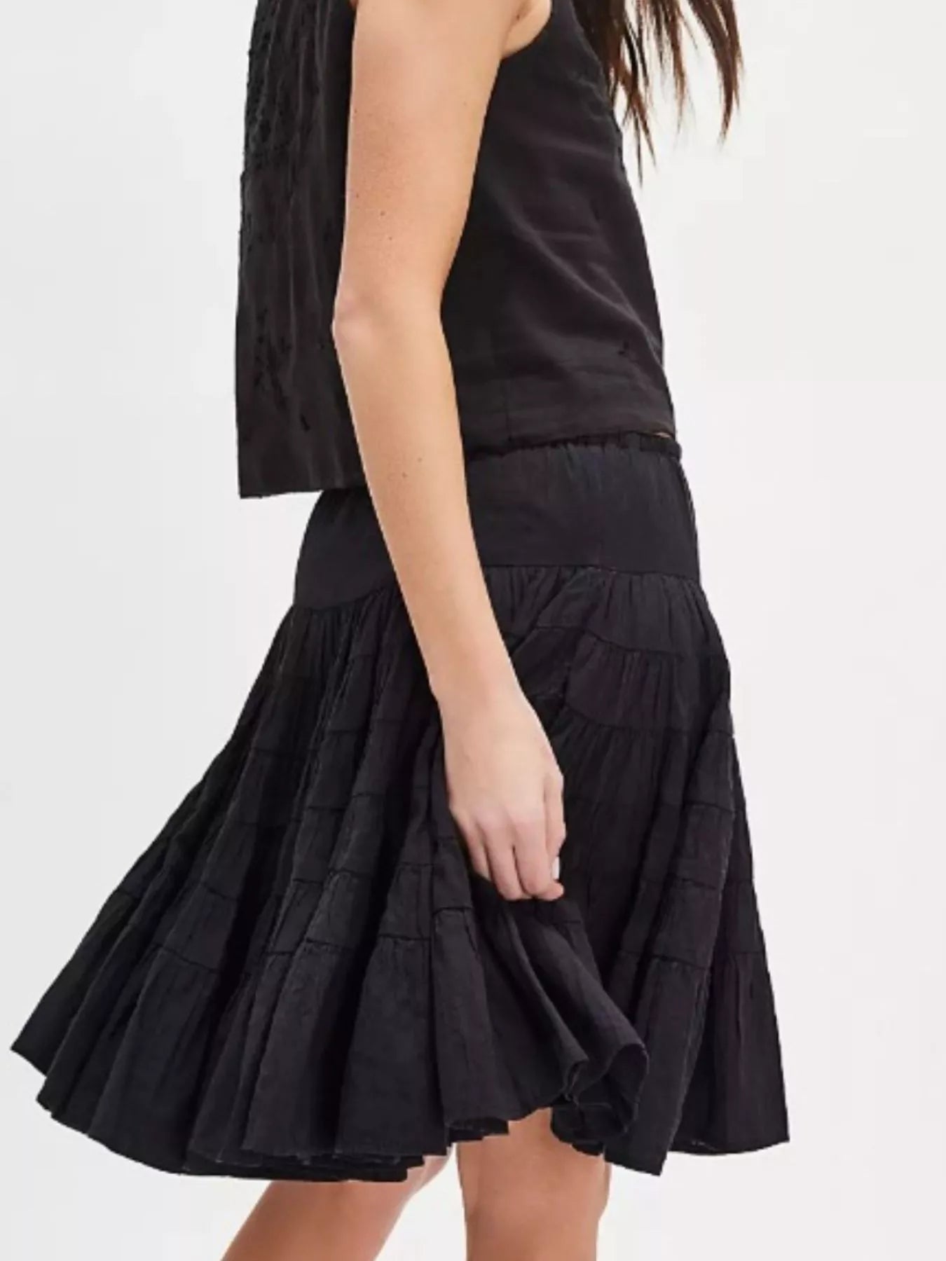 Tiered Drawstring Mini Skirt