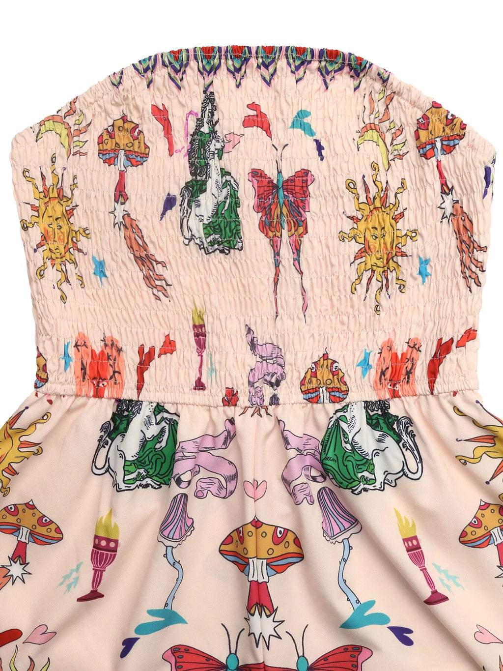 Butterfly Print Smocked Tube Romper
