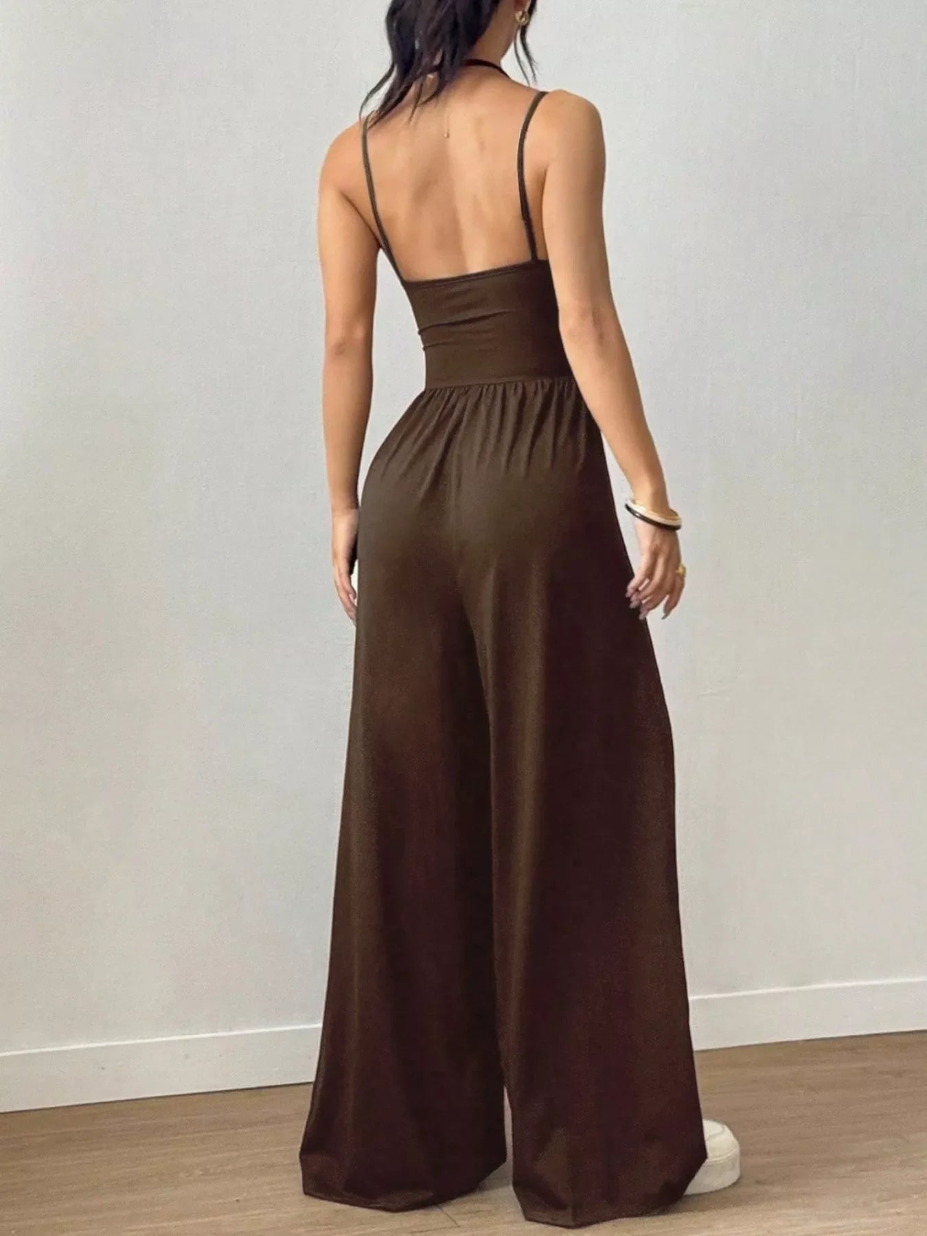 Spaghetti Strap Wide Leg Jumpsuit
