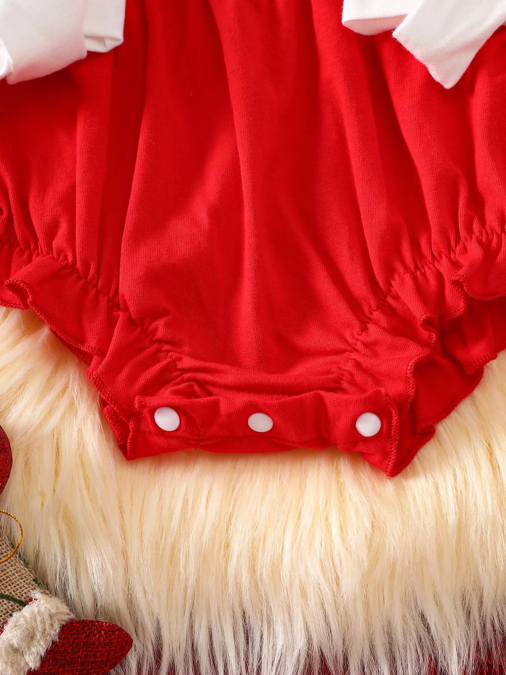 Children's Christmas Theme Bodysuit with Ruffled