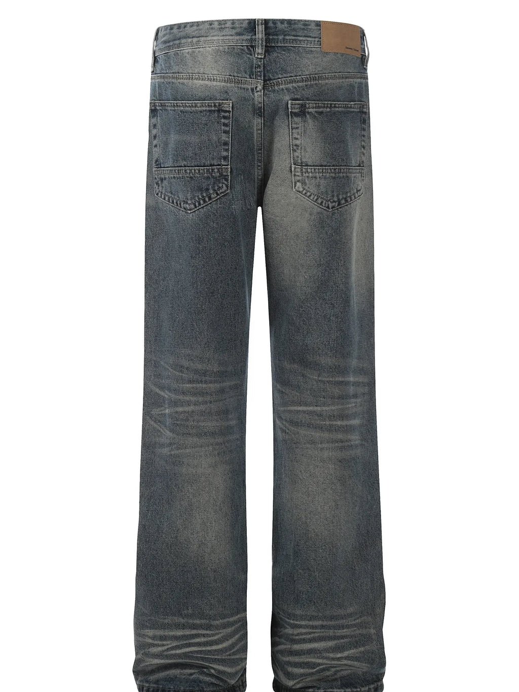 Men's Cat's whisker Washed Distressed Straight Jeans