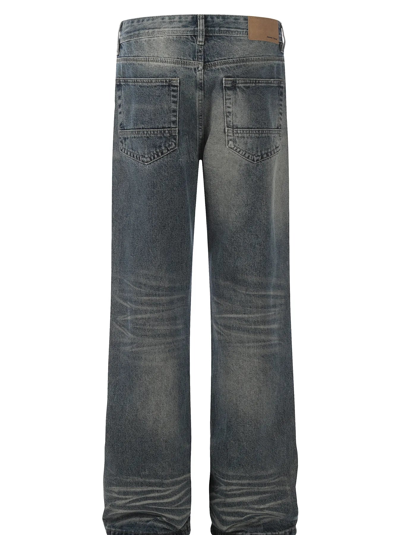 Men's Cat's whisker Washed Distressed Straight Jeans