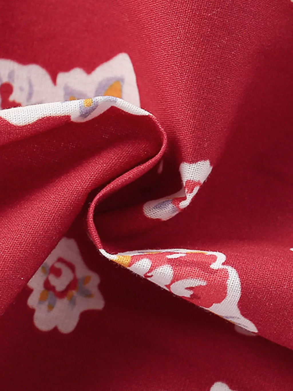 Children's Floral Print Ruffle Collar Button-Front Dress