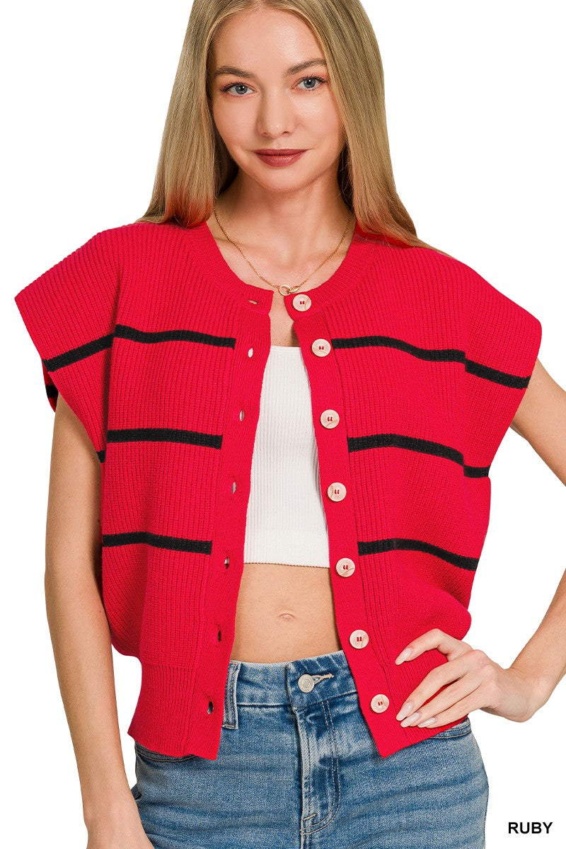 Zenana Striped Viscose Sweater Vest