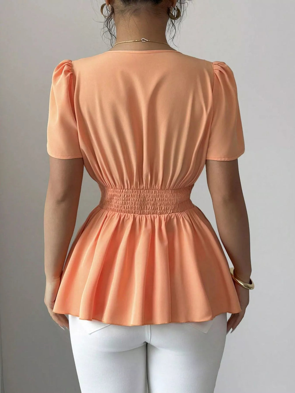 Surplice Short Sleeve Blouse