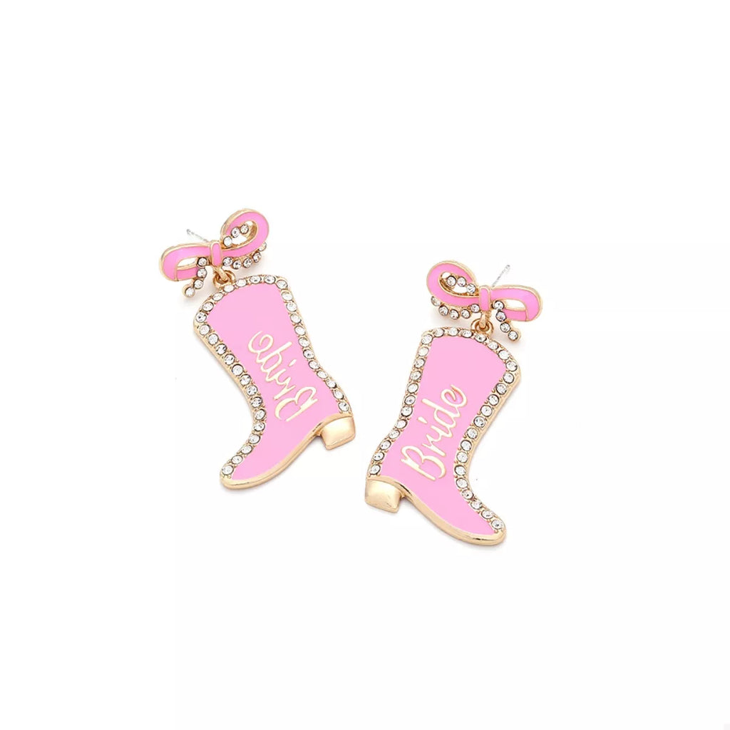 Cowgirl Boot Dangle Earrings with Bow