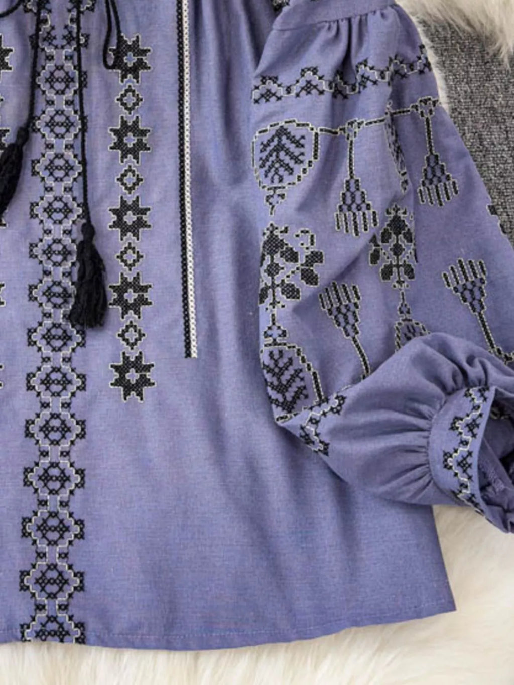 Tie Neck Long Sleeve Blouse
