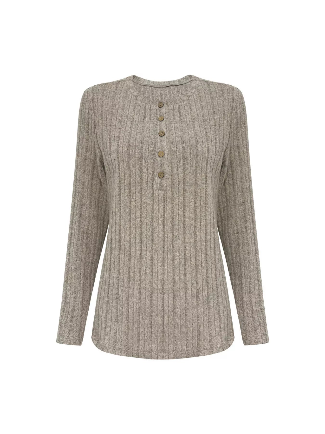 Plus Size Ribbed Knit Button-Front Top and Pants Set