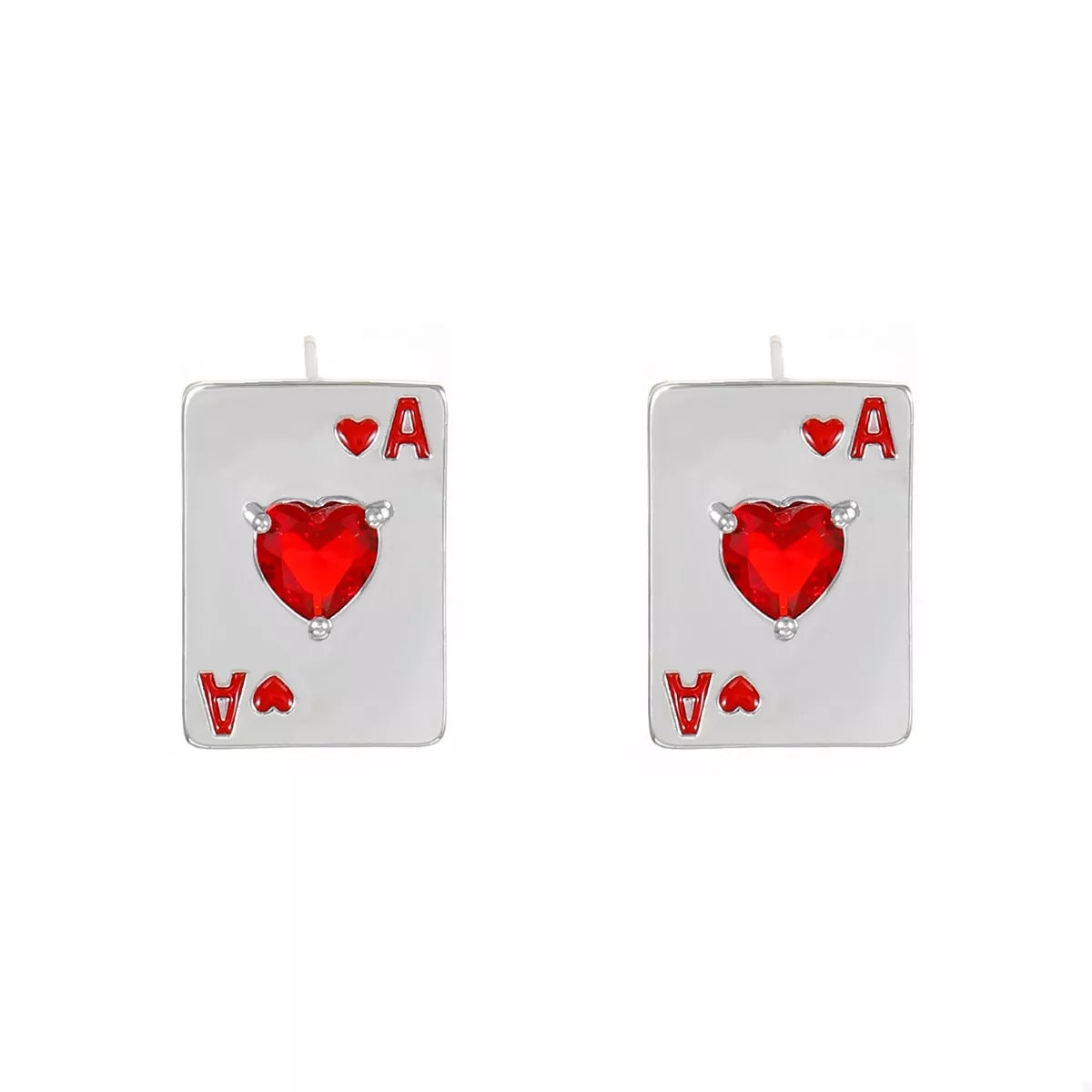 Poker Card Ace of Hearts Stud Earrings