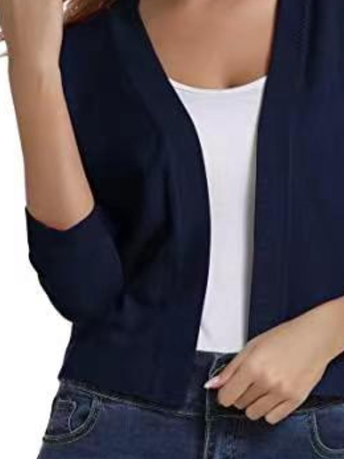Viscose Blend Open Front Cardigan
